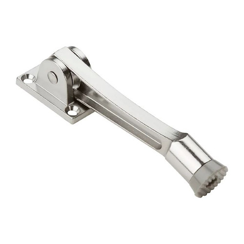 National Hardware Kickdown Door Stop, Ribbed Rubber Foot For Positive Holding, 5", Visual Pack, Catalog #V239, Satin Chrome National Hardware Kickdown Door Stop, Ribbed Rubber Foot For Positive Holding, 5", Visual Pack, Catalog #V239, Satin Chrome