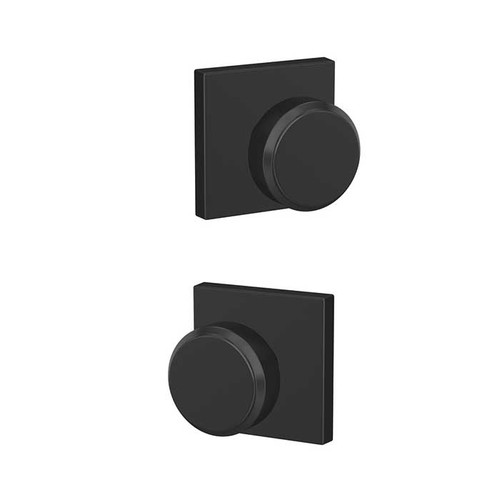 Schlage Residential Fc172 Custom Non-Turning Knob Set Double Dummy (Pair), Bowery, Collins Decorative Trim, Matte Black