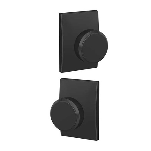 Schlage Residential Fc172 Custom Non-Turning Knob Set Double Dummy (Pair), Bowery, Century Decorative Trim, Matte Black