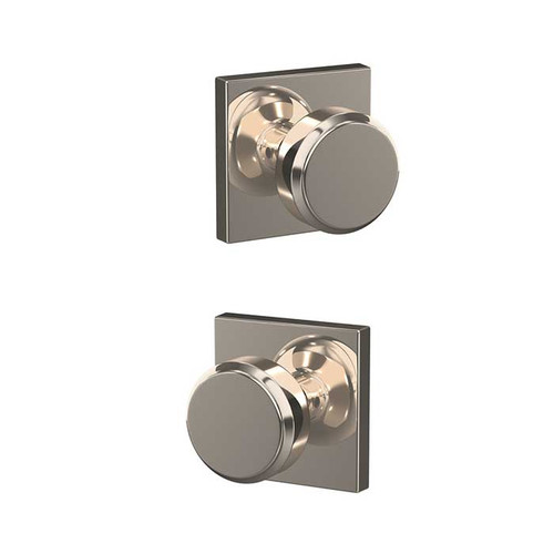 Schlage Residential Fc172 Custom Non-Turning Knob Set Double Dummy (Pair), Bowery, Collins Decorative Trim, Bright Polished Nickel