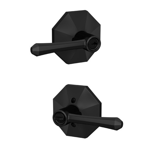 Schlage Residential F51A Dempsey Keyed Entry Lever Lock With Rosewood Trim Function, Decorative, Matte Black