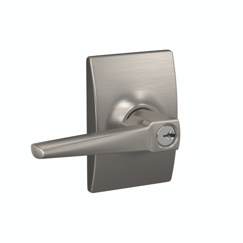 Schlage Residential F51A Eller Keyed Entry Lever Lock With Century Trim Function, Decorative, Satin Nickel