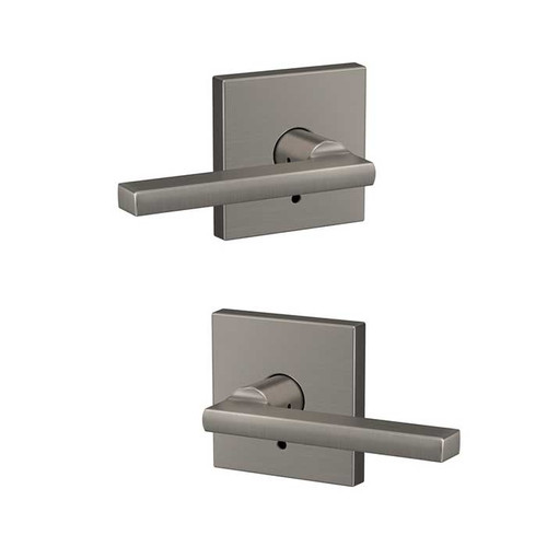 Schlage Residential Fc172 Custom Non-Turning Lever Set Double Dummy (Pair), Latitude, Collins Decorative Trim, Satin Nickel
