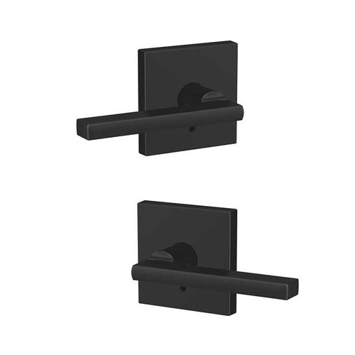 Schlage Residential Fc172 Custom Non-Turning Lever Set Double Dummy (Pair), Latitude, Collins Decorative Trim, Matte Black