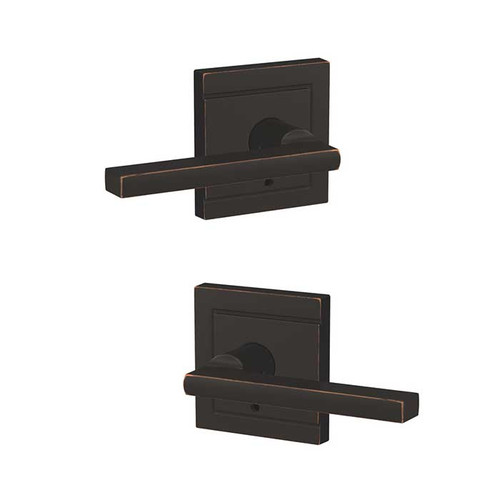 Schlage Residential Fc172 Custom Non-Turning Lever Set Double Dummy (Pair), Latitude, Upland Decorative Trim, Aged Bronze