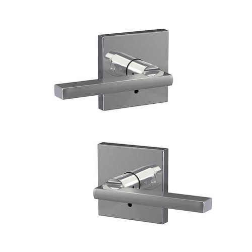 Schlage Residential Fc172 Custom Non-Turning Lever Set Double Dummy (Pair), Latitude, Collins Decorative Trim, Bright Polished Chrome