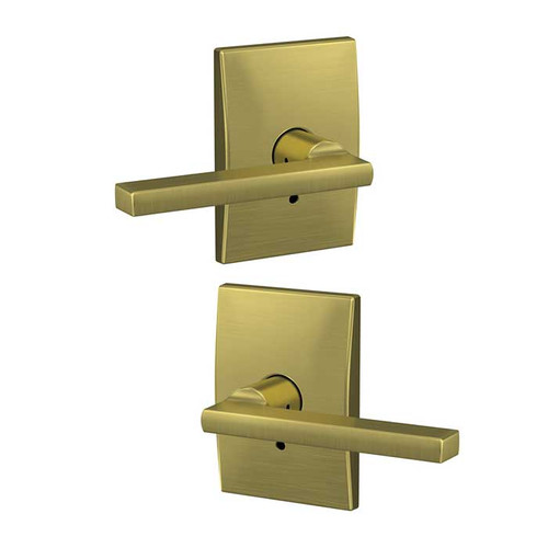 Schlage Residential Fc172 Custom Non-Turning Lever Set Double Dummy (Pair), Latitude, Century Decorative Trim, Satin Brass