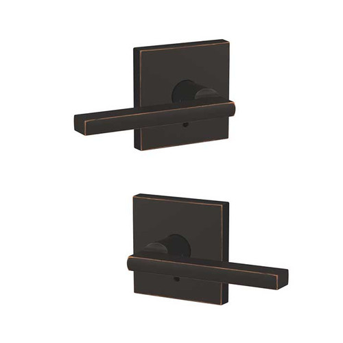 Schlage Residential Fc172 Custom Non-Turning Lever Set Double Dummy (Pair), Latitude, Collins Decorative Trim, Aged Bronze