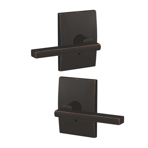 Schlage Residential Fc172 Custom Non-Turning Lever Set Double Dummy (Pair), Latitude, Century Decorative Trim, Aged Bronze