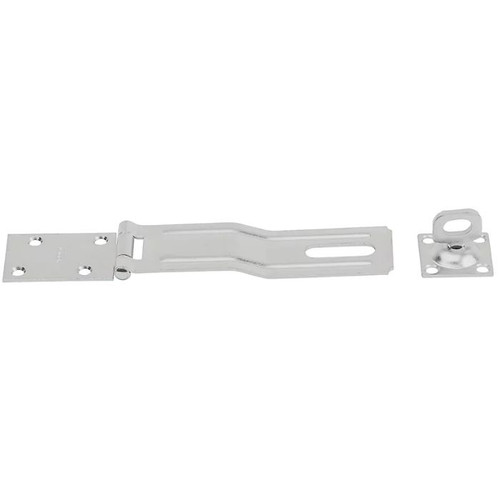 National Hardware Swivel Staple Safety Hasp 6" Steel W/ Alum Pin, Catalog #V32, Zinc Plated