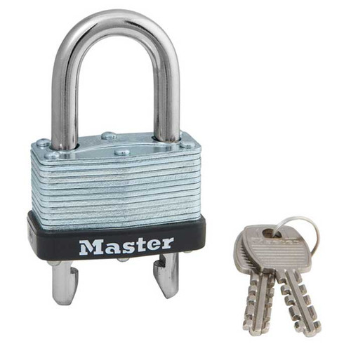 Master Lock Laminated Steel Padlock Warded, Keyed Different, Body Width: 1-3/4" (44mm), Shackle Length: 5/8" To 2" (16mm To 51mm), Shackle Width: 3/16" (21mm), Shackle Diameter: 9/32" (7mm)