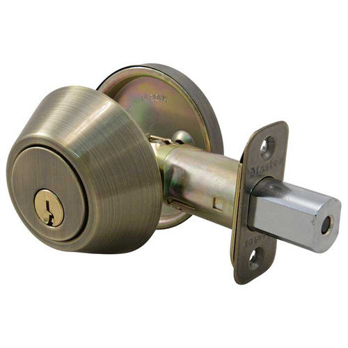 Master Lock DS06 Single Cylinder Deadbolt Grade 3, KW1 Keyway, Keyed Alike in Groups of 4, Antique Brass