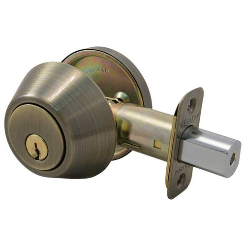 Master Lock Single Cylinder Deadbolt Grade 3, Sc1 Keyway, Antique, Satin Brass Blackened Master Lock Single Cylinder Deadbolt Grade 3, Sc1 Keyway, Antique, Satin Brass Blackened