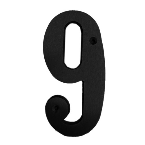Better Home Products 4" Solid Brass House Number #9, Matte Black