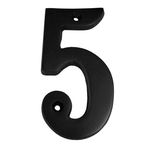 Better Home Products 4" Solid Brass House Number #5, Matte Black
