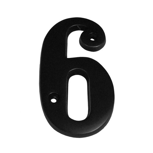 Better Home Products 4" Solid Brass House Number #6, Matte Black