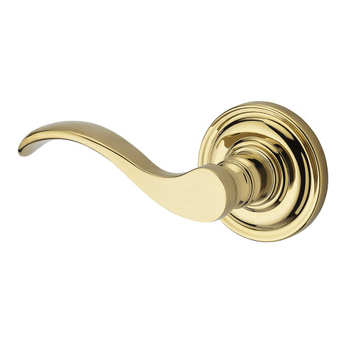 Baldwin Curve Reserve Lever Half Dummy Left Hand With Traditional Round Rose, Bright Polished Brass