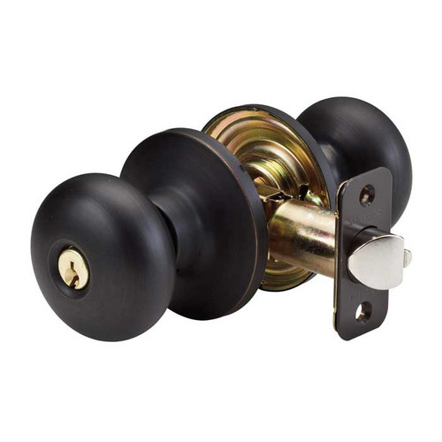 Master Lock BC01 Biscuit Knob Entry Lockset Grade 3, Keyed, WR5 Keyway, Keyed Alike in Groups of 4, 6-Way Latch, Antique Bronze