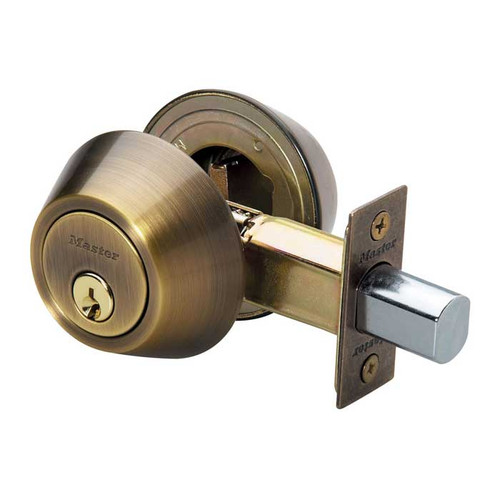 Master Lock Double Cylinder Deadbolt Grade 3, Sc1 Keyway, Antique, Satin Brass Blackened Master Lock Double Cylinder Deadbolt Grade 3, Sc1 Keyway, Antique, Satin Brass Blackened