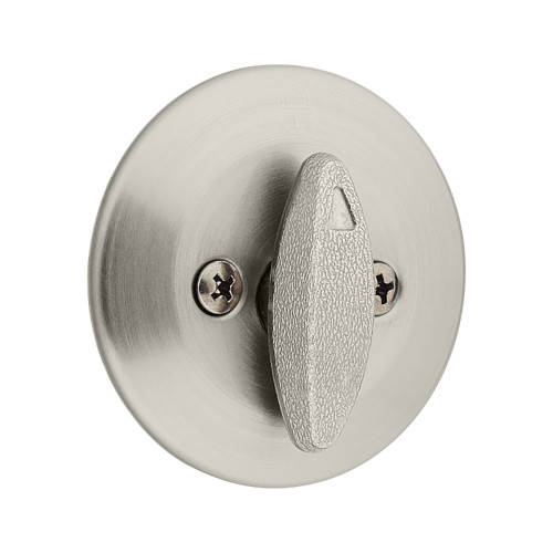 Kwikset 663 One-Sided Deadbolt, 2-3/8" Backset Round Corner Latch, With Round Corner 1" X 2-1/4" Strike And Round Corner Full Lip Strike, Satin Nickel