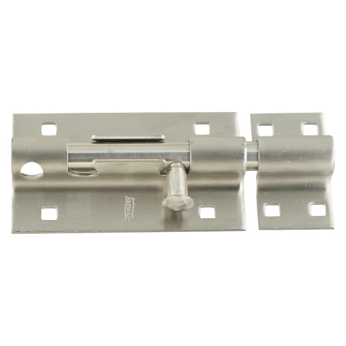 National Hardware Barrel Bolt, 5", Pad Lockable, Steel, Visual Pack, Catalog #V839, Satin Stainless