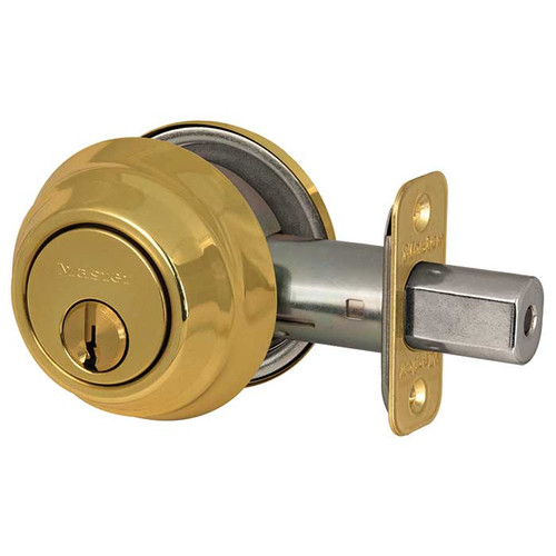 Master Lock DSH06 Single Cylinder Deadbolt Grade 1, KW1 Keyway, Keyed Alike in Groups of 4, Bright Polished Brass