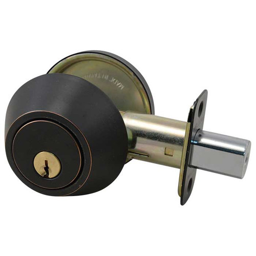 Master Lock Single Cylinder Deadbolt Grade 3, Sc1 Keyway, Aged, Antique Bronze
