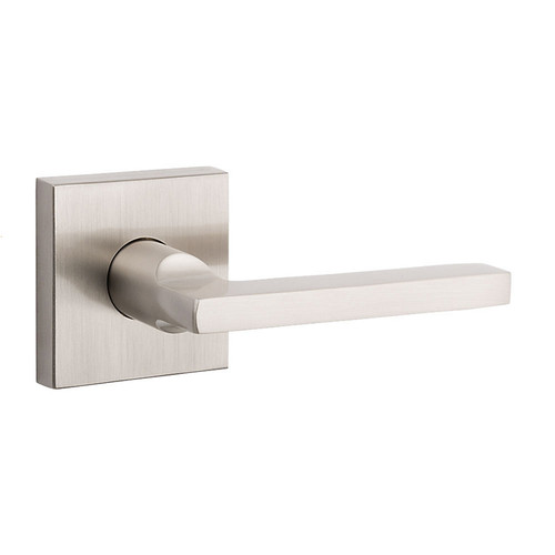 Baldwin Square Reserve Lever Passage With Contemporary Rose, Satin Nickel