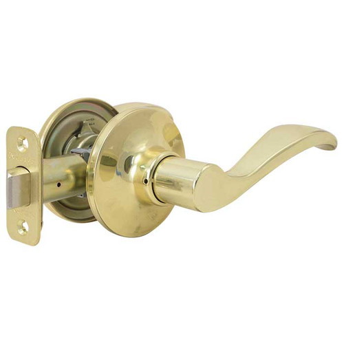 Master Lock Wave Lever Passage Lockset Grade 3, Style, 6-Way Latch, Bright Polished Brass