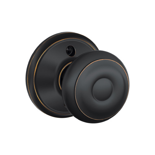 Schlage Residential F170 Georgian Knob Single Dummy Trim Function, Aged Bronze