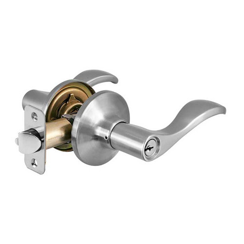 Master Lock Wave Lever Entry Lockset Grade 3, Style, Keyed, 6-Way Latch, Keyed Alike, Wr3/5 Keyway, Satin Nickel