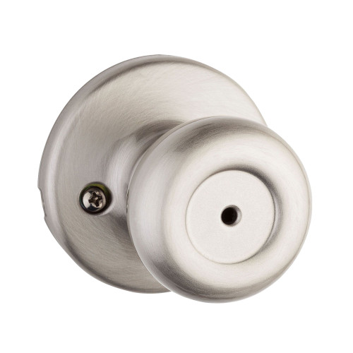Kwikset Tylo Privacy Knob With 6-Way Adjustable Latch And Round Corner Strike, Satin Nickel