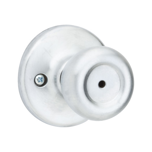 Kwikset Tylo Privacy Knob With 6-Way Adjustable Latch And Round Corner Strike, Satin Chrome