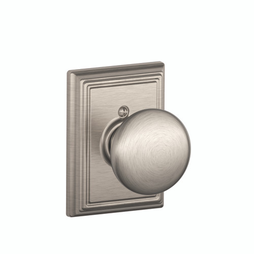 Schlage Residential F170 Plymouth Knob Single Dummy Trim With Addison Trim Function, Decorative, Satin Nickel