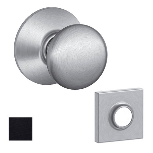 Schlage Residential F170 Plymouth Knob Single Dummy Trim With Collins Trim Function, Decorative, Matte Black