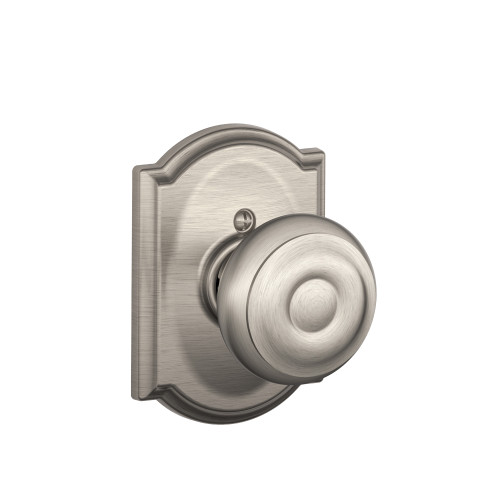 Schlage Residential F170 Georgian Knob Single Dummy Trim With Camelot Trim Function, Decorative, Satin Nickel