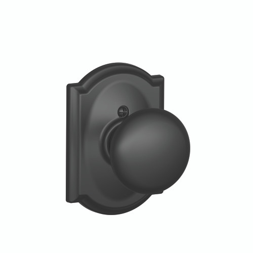 Schlage Residential F170 Plymouth Knob Single Dummy Trim With Camelot Trim Function, Decorative, Matte Black