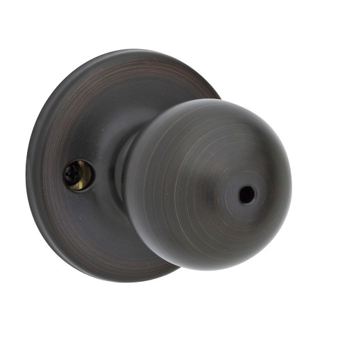 Kwikset Polo Privacy Knob With 6-Way Adjustable Latch And Round Corner Strike, Venetian Bronze