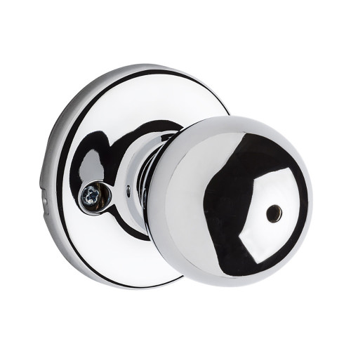 Kwikset Polo Privacy Knob With 6-Way Adjustable Latch And Round Corner Strike, Bright Polished Chrome