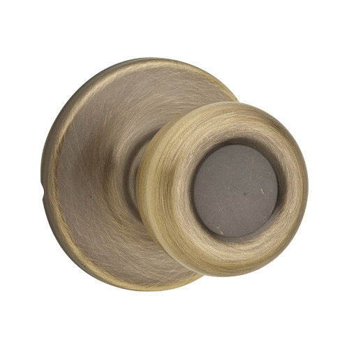 Kwikset Tylo Passage Knob With 6-Way Adjustable Latch And Round Corner Strike, Satin Brass Blackened