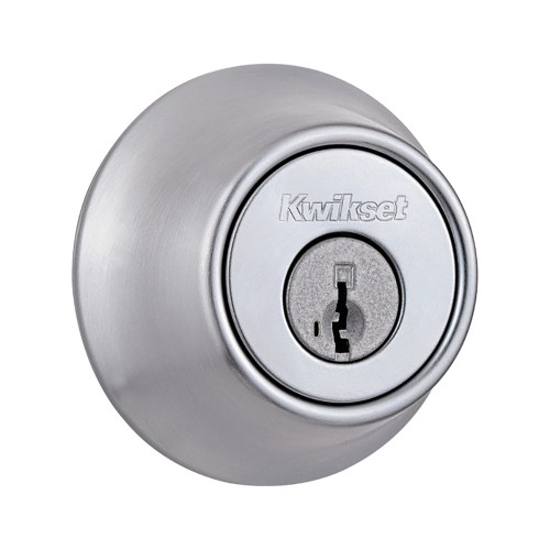 Kwikset 660 Single Cylinder Deadbolt Round, Smartkey, Round Corner Adjustable Latch, With Round Corner 1" X 2-1/4" Strike And Round Corner Full Lip Strike, Satin Chrome