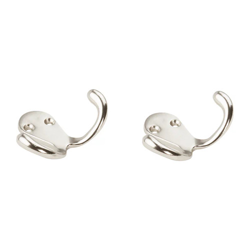 National Hardware Double Clothes Hook . 1-3/4" Projection, Visual Pack Of 2 Pieces, Satin Nickel