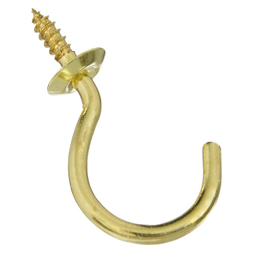 National Hardware Cup Hook, 1-1/2", Solid, Safe Working Load 15 Lbs., Visual Pack Of 2 Pieces, Catalog #V2021, Brass