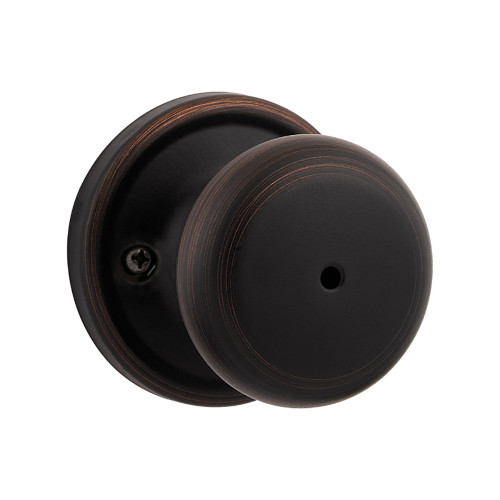 Kwikset Hancock Privacy Knob With 6-Way Adjustable Latch And Round Corner Strike, Venetian Bronze