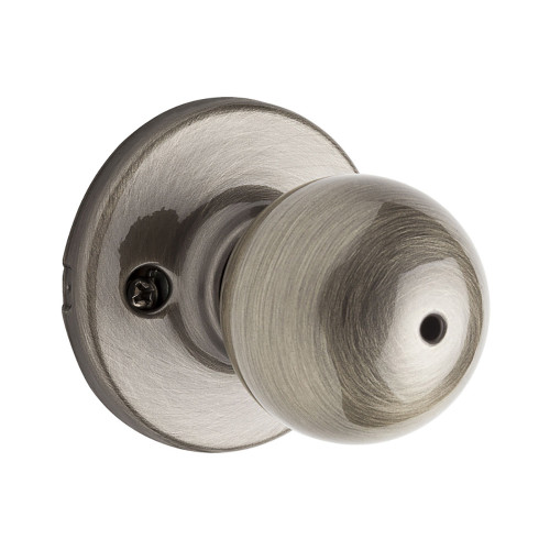 Kwikset Polo Privacy Knob With 6-Way Adjustable Latch And Round Corner Strike, Satin Brass Blackened