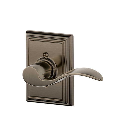 Schlage Residential F170 Accent Lever Single Dummy Trim With Addison Trim Function, Antique, Decorative, Right Hand Handing, Satin Nickel Blackened
