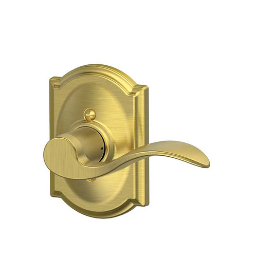 Schlage Residential F170 Accent Lever Single Dummy Trim With Camelot Trim Function, Decorative, Right Hand Handing, Satin Brass