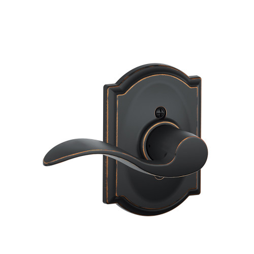Schlage Residential F170 Accent Lever Single Dummy Trim With Camelot Trim Function, Decorative, Left Hand Handing, Aged Bronze
