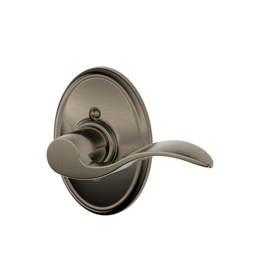 Schlage Residential F170 Accent Lever Single Dummy Trim With Camelot Trim Function, Antique, Decorative, Right Hand Handing, Satin Nickel Blackened