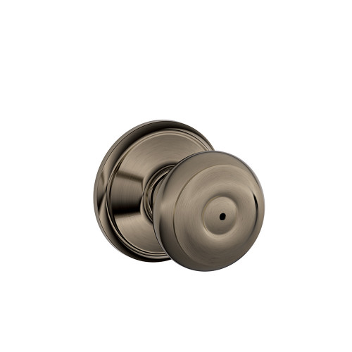 Schlage Residential F40 Georgian Privacy Knob Lock Function, Antique, Satin Nickel Blackened